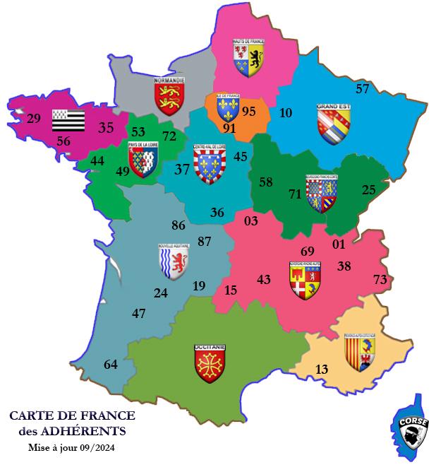 Carte de france des adherents 2024 09 2024